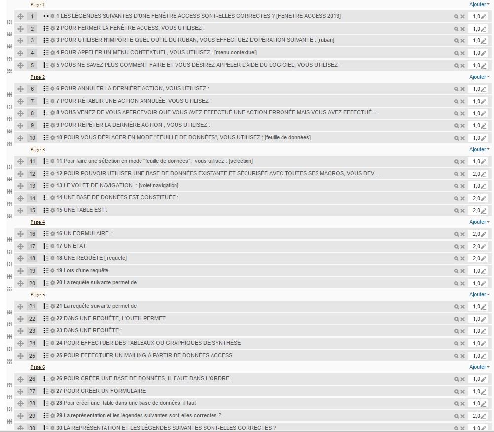 Evaluation des connaissances moodle Access 2013 Utiliser une base Evaluation des connaissances moodle Access 2013 Utiliser une base