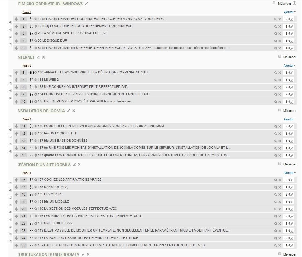 Evaluation des connaissances moodle joomla 3 Evaluation des connaissances moodle joomla 3