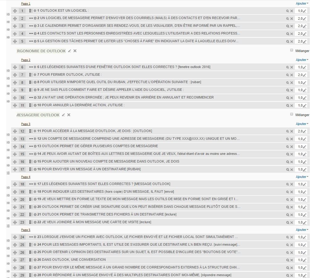 Evaluation des connaissances moodle outlook 2016 Evaluation des connaissances moodle outlook 2016