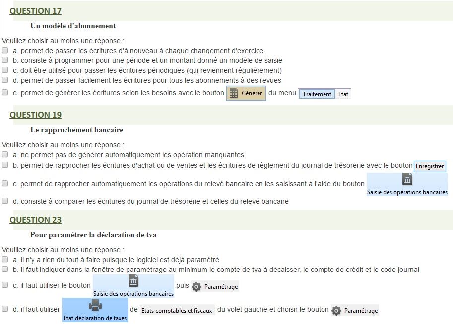 Qcm moodle Sage compta i7 Qcm Sage compta i7