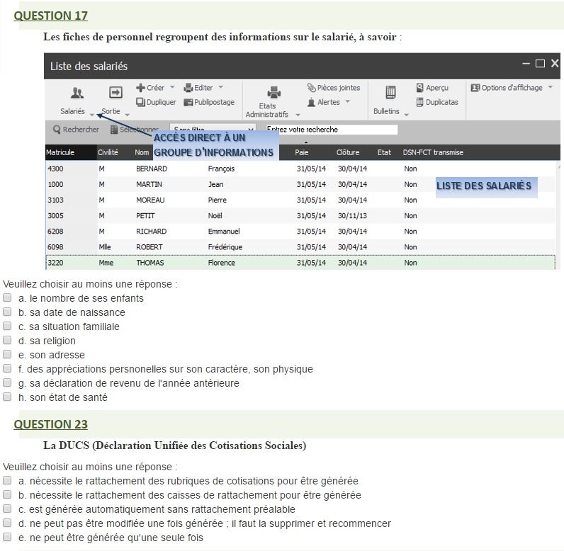 Qcm moodle Sage paie i7 Qcm Sage paie i7