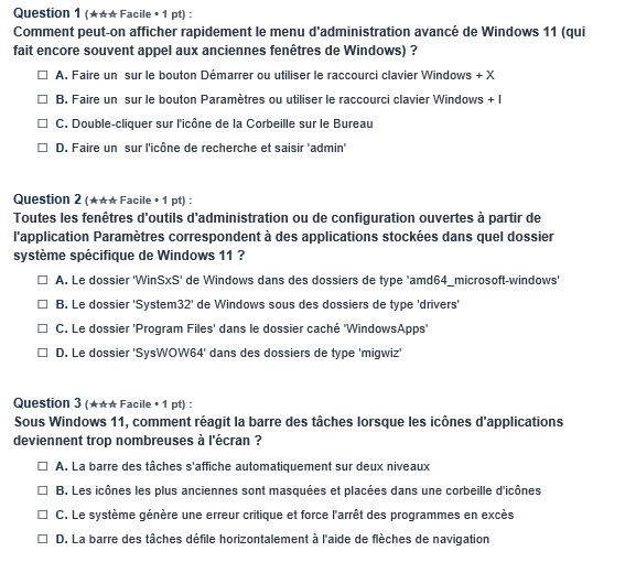 Test d'administration Windows 11 Niveau 2