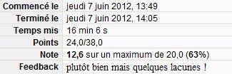 feedback du test excel