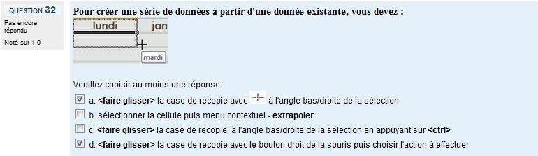 question du test excel