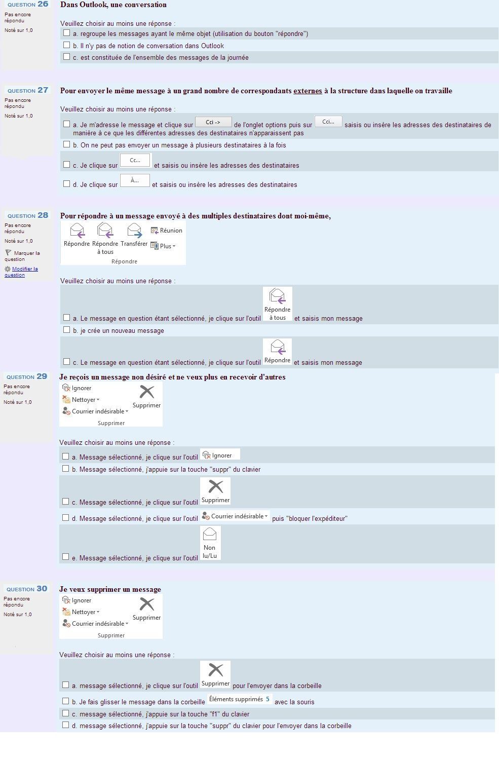 Qcm moodle outlook 2013 Qcm outlook 2013